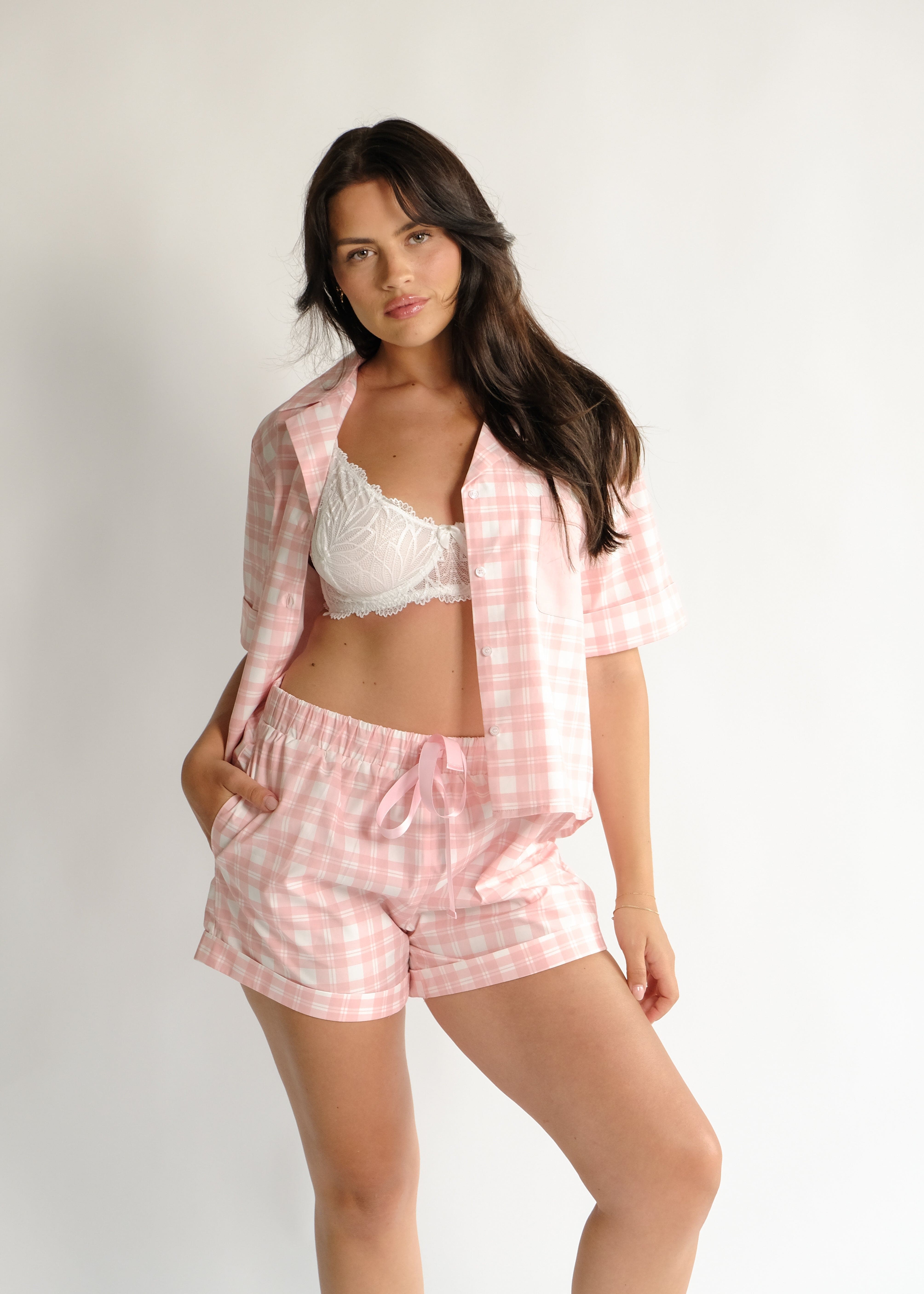 Pretty in Pink Gingham Sleep Set